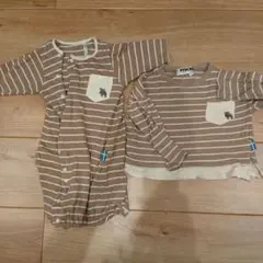ストライプロンパース・カバーオール 95cm以下 モズ moz