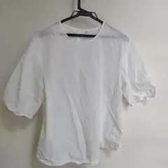 美品　無印良品　ホワイトコットン半袖ブラウス