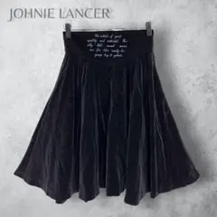 【JOHNIE LANCER ジョニーランチャー】　刺繍入り　ベロアスカート　黒