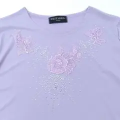 DOLCE MARA ストレッチ 半袖Tシャツ ラベンダー ビジュー 藤色