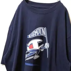 チャンピオン Champion Tシャツ ネイビー紺色 2XL古着フラッグ