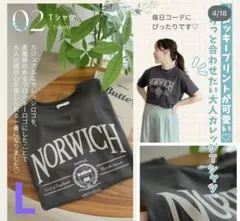 新品 しまむら terawear NORWICHプリント ダークグレーTシャツL