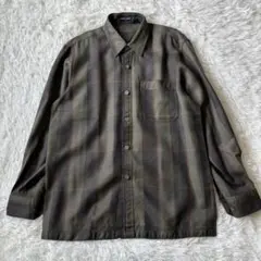90S pierre cardin ウール100 チェックシャツ　長袖◆6303