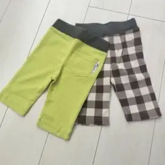【新品】イエローとチェック柄のパンツ2枚セット　90cm