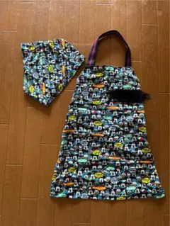 ハンドメイド　ミッキーマウス エプロン バンダナセット