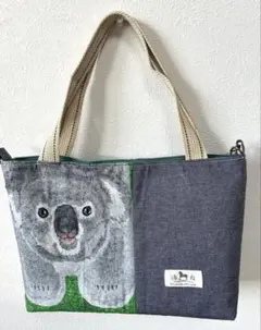 ハンドメイド　コアラ　動物　トートバッグ　ショルダーバッグ　2way