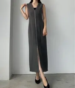 【新品】louere フロントダブルジップIラインジャンパースカート