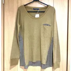 ✨新品タグ付き✨ライトオン✨ストライプ　キリカエプルオーバー（茶×黒　Mサイズ）