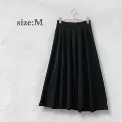 ロングフレアスカート　タックスカート　ブラック　シンプル　綺麗め　ミニマリスト