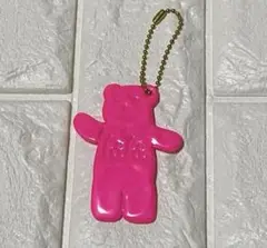 fafa クマくん ネオンピンク　ラバーキーホルダー　ボールチェーン　used