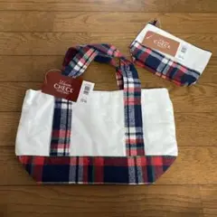 【値下げ】チェック柄トートバッグ＋ポーチセット