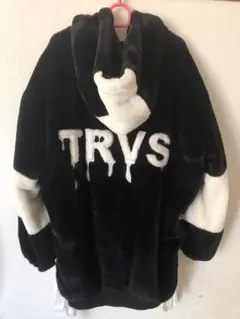 TRAVAS TOKYO drip logo ファー パーカー コート アウター