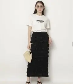 「美品」リランドチュール レースフリルティアードスカート