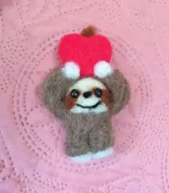 ナマケモノ羊毛フェルトバッジ