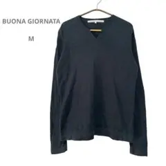 ボナジョルナータ　キーネックカットソー　ニット　長袖　コットン　シンプルお洒落
