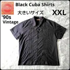 ✨大きいサイズ✨90s★ヴィンテージ★キューバシャツ★ブラック★XXL★極美品