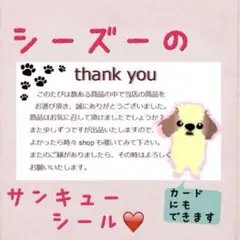シーズーのサンキューシール50枚☆