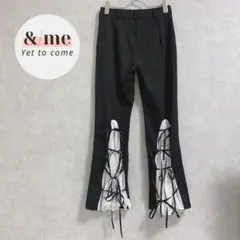 YiPinTang ストレッチパンツ　バックデザイン　シフォンプリーツ　リボン