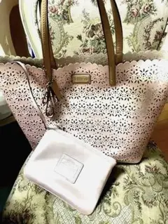 COACH コーチ 限定 革レーストートバッグ ポーチ付き