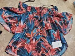 AZUL フローラルプリント 半袖ブラウス M