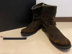 イサムカタヤマバックラッシュ カーフスエード レザー ショートブーツ 牛革 茶