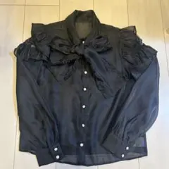 アンクルージュ　ブラウス　黒　パール　M