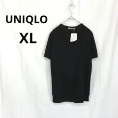 ✨️タグ付新古品✨️ ユニクロ ▶ 半袖サマーニット XL 黒 ウール100%