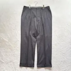 k1436【スラックス】W94 グレー系 チェック柄 秋冬 ツータック ウール