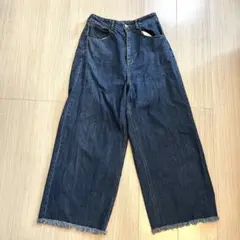 【ほぼ未使用】デニム フリンジ ワイドパンツ インディゴ