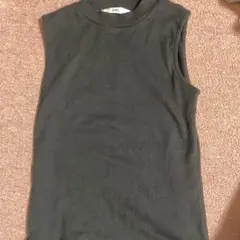 ダークグレー リブ編み タンクトップ