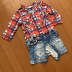 Lee ロンパース　カバーオール　デニム柄　80