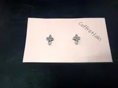 デザイン クロス プレート マグネット イヤリング(ピアス風