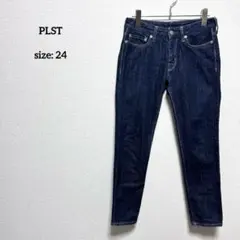 美品 プラステ スキニーデニム 24 ストレッチ ローライズ インディゴ