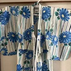キッズ用 青い花柄 浴衣 100%綿