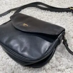 《中古》ロンシャン 総柄ショルダーバック 本革 立体金具ロゴ ヴィンテージ
