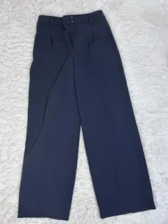 未使用タグ付プラステ PLST PLUS STYLE ワイドタックパンツ L 紺