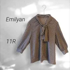 Emilyanトップス水玉七分袖ブラウス11Rリボン