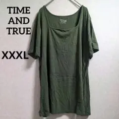 TIME AND TRUE【XXXL】オリーブグリーン Tシャツ ゆったり