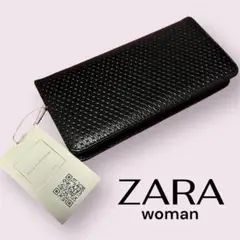 【未使用タグ付き】ZARA 長財布（型押し） ブラック