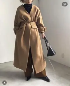 2Way ノーカラーコート ベルト付き アメリヴィンテージ