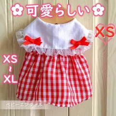 XS可愛いフラットなレース襟 小弁慶格子 ワンピース 春夏犬の服 わんこ服 猫服