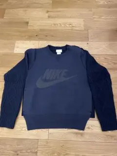 sacai × Nike ケーブルニット スウェット ネイビー S