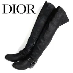 激レアモデル DIOR 36 1/2 サイハイブーツ 本革製 黒 ブラック
