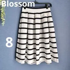 Blossom【8】フレアスカート　ひざ丈　フォーマル　ビジネス　ボーダー