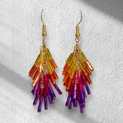 【新品未使用】ツイスト竹ビーズの花火のピアス　浴衣　夏フェス