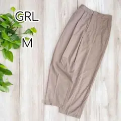 GRL リネン混クロップドセンタープレステーパードパンツ　M