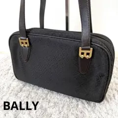 【美品】BALLY バリー ハンドバッグ 肩掛け 総柄 B金具 ブラック黒