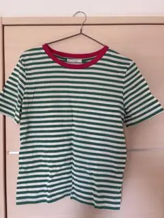 SALLURE 緑×ピンク ストライプ Tシャツ Fサイズ