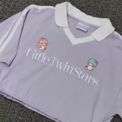 キキララ リトルツインスターズ クロップドTシャツ 刺繍