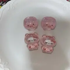 白猫 ブタさん着ぐるみデコパ
